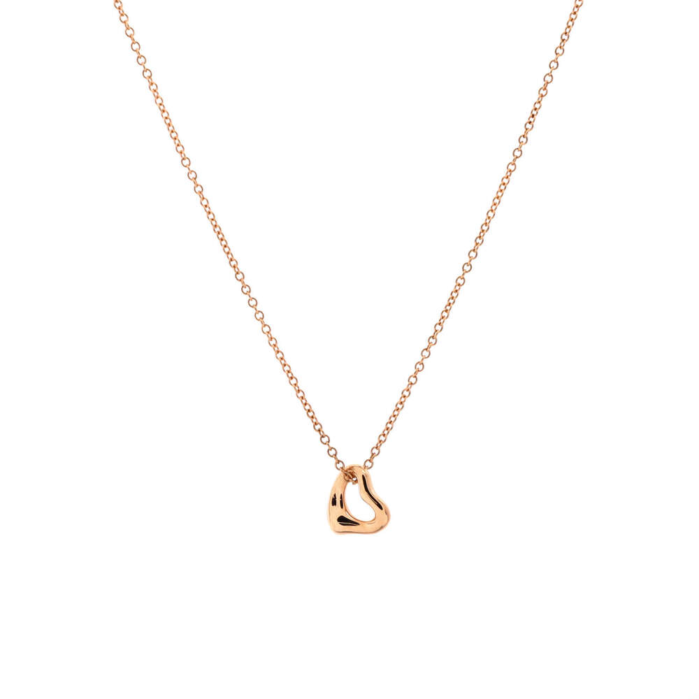Tiffany & Co. 7mm Elsa Peretti Open Heart Pendant Necklace 18K Rose Gold